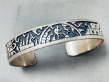 Extremely Intricate Hand-carved Vintage Native American Hopi Sterling Silver Bracelet