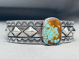 Rare Internal Silver Works Native American Navajo #8 Turquoise Sterling Silver Bracelet-Nativo Arts
