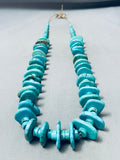 222 Grams Heavy Turquoise Disc Vintage Native American Navajo Heishi Necklace