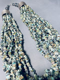 685 Grams!! Vintage Native American Navajo Green Turquoise Sterling Silver Necklace-Nativo Arts