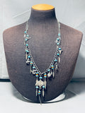 Cutest Vintage Native American Navajo Charm Turquoise Sterling Silver Dangling Necklace-Nativo Arts