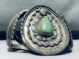 89 Grams Fine Vintage Native American Navajo Oilve Turquoise Sterling Silver Bracelet Cuff Old-Nativo Arts