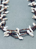 White Doves Vintage Navajo Tan Heishi Sterling Silver Necklace-Nativo Arts
