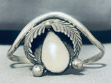 Sweet Vintage Native American Navajo Mother Of Pearl Sterling Silver Bracelet.-Nativo Arts