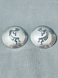 (star) Impressive Vintage Native American Hopi Sterling Silver Earrings-Nativo Arts