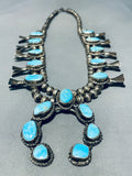Great Price! Vintage Native American Navajo Turquoise Sterling Silver Squahs Blossom Necklace-Nativo Arts