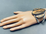 Tan Streaked Agate Vintage Southwest Sterling Silver Bracelet-Nativo Arts