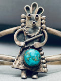 Kachina Dancer Vintage Native American Navajo Turquoise Sterling Silver Bracelet-Nativo Arts