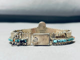 One Of The Best Vintage Native American Navajo Inlay Sterling Silver Link Bracelet Cuff-Nativo Arts