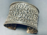 Incredible Intricacy! Vintage Sterling Silver Wide Bracelet Cuff-Nativo Arts