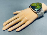 Magnificent Native American Navajo Frogskin Turquoise Sterling Silver Bracelet-Nativo Arts