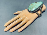 90 Grams Towering Vintage Native American Navajo Green Turquoise Sterling Silver Bracelet-Nativo Arts