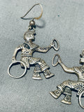 Outstanding Vintage Native American Navajo Sterling Silver Hoop Dancer Earrings-Nativo Arts