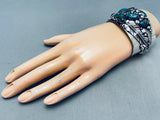 Chunky Morenci Turquoise Vintage Native American Navajo Sterling Silver Bracelet Cuff-Nativo Arts