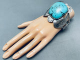 Marvelous Sioux Godber Turquoise Sterling Silver Turtle Bracelet-Nativo Arts