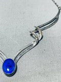 Important Mike Kirk Vintage Native American Navajo Lapis Sterling Silver Necklace-Nativo Arts