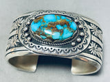 Breathtaking Signed Native American Navajo Candelaria Turquoise Sterling Silver Bracelet-Nativo Arts