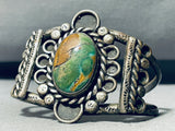 Opulent Vintage Native American Navajo Boulder Green Mine Turquoise Sterling Silver Bracelet-Nativo Arts