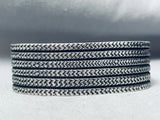 Deep Segments Vintage Native American Navajo Sterling Silver Stamped Bracelet Cuf-Nativo Arts