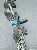 So Cute!! Native American Navajo Dragonfly Sterling Silver Turquoise Squash Blossom Necklace-Nativo Arts