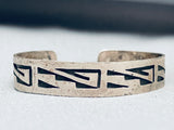 Geometric Rug Vintage Navajo Sterling Silver Hand Tooled Bracelet-Nativo Arts