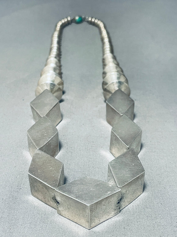 One Of The Most Unique Ever Vintage Native American Navajo Sterling Silver 3d Necklace-Nativo Arts