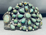 Astonishing Vintage Native American Navajo Green Turquoise Sterling Silver Cluster Bracelet-Nativo Arts