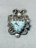Wondrous Vintage Native American Hopi Spiderweb Turquoise Sterling Silver Ring-Nativo Arts
