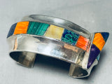Important 6' Wrist Vintage Native American Navajo Turquoise Inlay Sterling Silver Bracelet-Nativo Arts