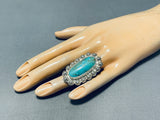 Shells Around Royston Turquoise Vintage Native American Navajo Sterling Silver Ring-Nativo Arts