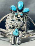 Kachina Tower Vintage Native American Navajo Turquoise Sterling Silver Bracelet-Nativo Arts