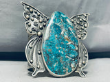 153 Grams Butterfly Spiderweb Turquoise Sterling Silver Butterfly Bracelet-Nativo Arts