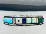 6 Inch Wrist Ernest T Vintage Native American Navajo Turquoise Inlay Sterling Silver Bracelet-Nativo Arts