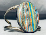 Native American Best Vintage Santo Domingo Rainbow Calsilica Jasper Sterling Silver Bracelet-Nativo Arts