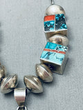 One Of The Best Ever Vintage Native American Navajo Turquoise Inlay Sterling Silver Necklace-Nativo Arts