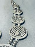 Native American Gasp! Vintage Navajo Sterling Silver Geomtric Squash Blossom Necklace-Nativo Arts