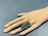 Unrivaled Vintage Native American Navajo Turquoise Chip Inlay Sterling Silver Ring-Nativo Arts