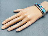 One Of The Best 6' Wrist Vintage Native American Navajo Turquoise Inlay Sterling Silver Bracelet-Nativo Arts