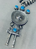 6 Inch Tall Kachina Native American Navajo Turquoise Sterling Silver Necklace-Nativo Arts