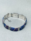 Te Best Lapis Suilite Sterling Silver Vintage Native American Navajo Link Bracelet-Nativo Arts