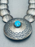 Charlie Bowie Rare Vintage Native American Navajo Turquoise Sterling Silver Necklace-Nativo Arts