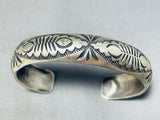 Signed Vintage Native American Navajo Sterling Silver Stamped Bracelet-Nativo Arts