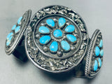 Gasp!! Vintage Native American Navajo Turquoise Sterling Silver Slag Bracelet Old-Nativo Arts