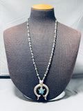 Dynamic Vintage Native American Navajo Royston Turquoise Sterling Silver Naja Necklace-Nativo Arts