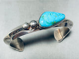 Al Lee Easter Blue Turquoise! Vintage Native American Navajo Sterling Silver Bracelet-Nativo Arts