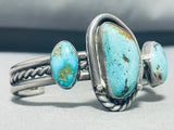 Bold Vintage Native American Navajo 3 Royston Turquoise Sterling Silver Bracelet-Nativo Arts