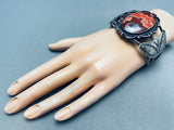 One Of The Most Unique Vintage Native American Navajo Bulbous Agate Sterling Silver Bracelet-Nativo Arts