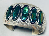The Most Unique Abalone Shell Vintage Native American Navajo Sterling Silver Bracelet-Nativo Arts