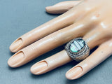 One Of The Most Intricate Vintage Native American Navajo Opal Sterling Silver Inlay Ring-Nativo Arts