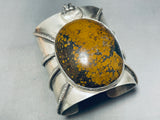 223 Grams!!! Navavajo Yellow Turquoise Spider Sterling Silver Bracdelet-Nativo Arts